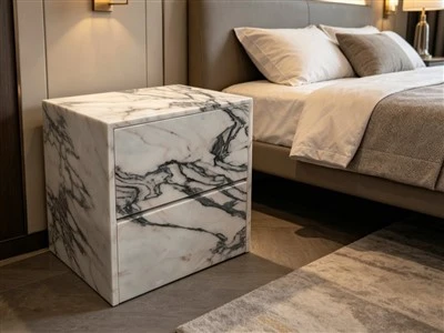 Sou entènèt jwèt Calacatta Viola Nightstand