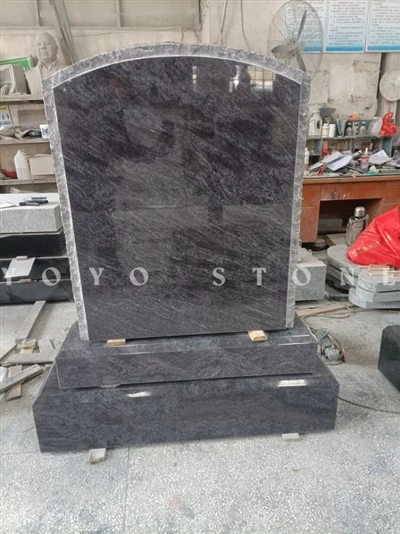 Bahama Blue Granite Ewopeyen an Headstone