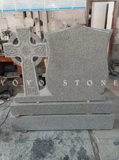 Grey Celtic Cross Granite Memorial Headstone