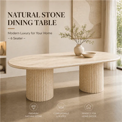 Oval Travertin Dining Table